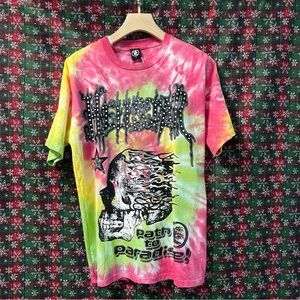 Hellstar Studios Skull Tie-Dye Letter Print Short-Sleeved T-Shirt
